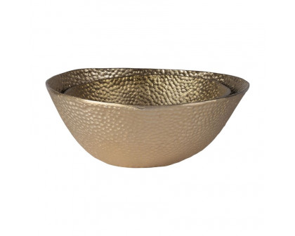 Sagebrook - 11"/13" Metal Round Hammered Bowls (Set Of 2) in Champagne