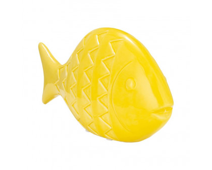 Sagebrook 13" Ceramic Zigzag Scaled Fish - Yellow