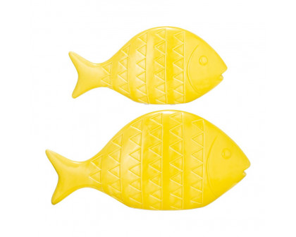 Sagebrook 13" Ceramic Zigzag Scaled Fish - Yellow