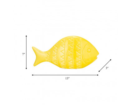 Sagebrook 13" Ceramic Zigzag Scaled Fish - Yellow