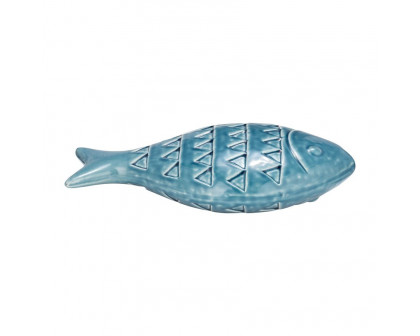 Sagebrook 13" Ceramic Zigzag Scaled Fish - Blue