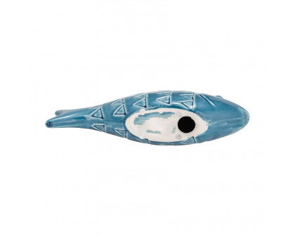 Sagebrook 13" Ceramic Zigzag Scaled Fish - Blue