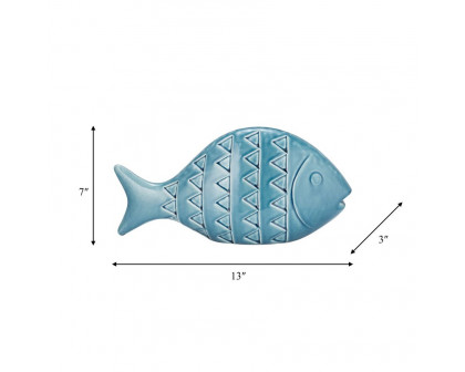 Sagebrook 13" Ceramic Zigzag Scaled Fish - Blue