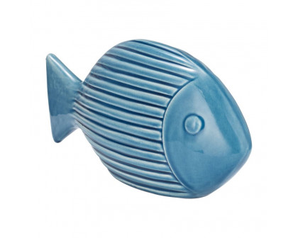 Sagebrook - 11" Ceramic Striped Fish in Blue