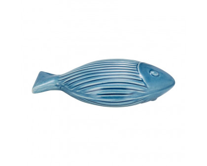 Sagebrook - 11" Ceramic Striped Fish in Blue