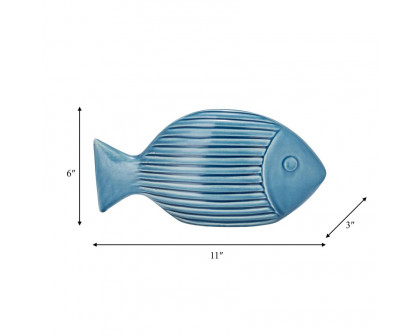 Sagebrook - 11" Ceramic Striped Fish in Blue