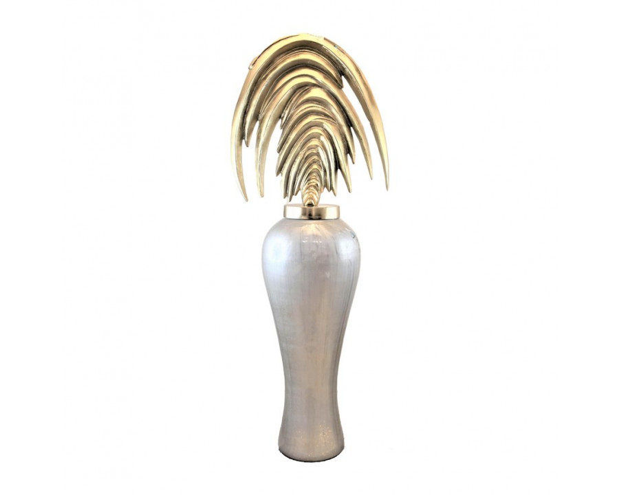 Sagebrook - 51" Glass Mid-Century Floor Vase in Gray/Gold