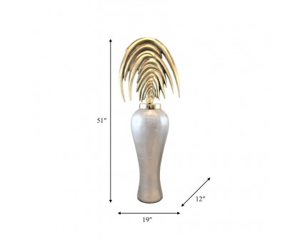 Sagebrook - 51" Glass Mid-Century Floor Vase in Gray/Gold