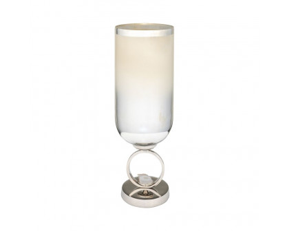 Sagebrook 17" Glass Vase With Metal Base Stone Accent