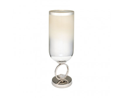 Sagebrook 17" Glass Vase With Metal Base Stone Accent - Pearl