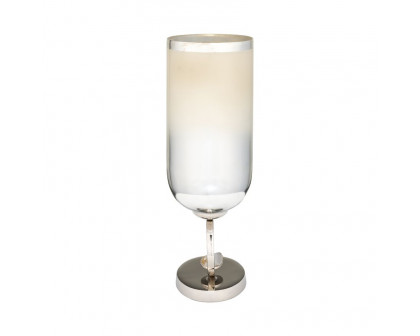 Sagebrook 17" Glass Vase With Metal Base Stone Accent - Pearl