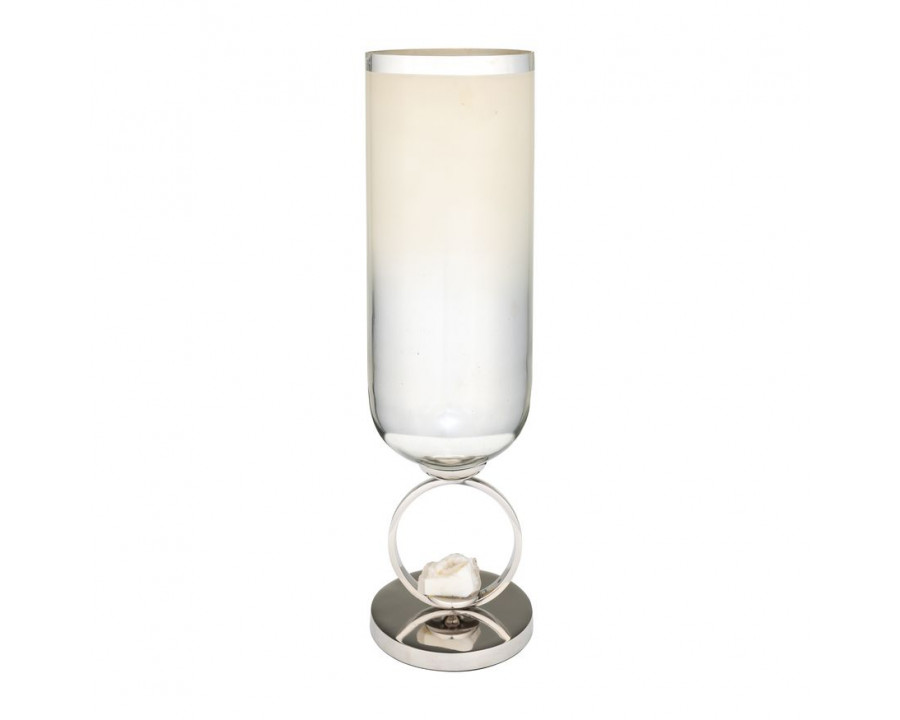 Sagebrook 17" Glass Vase With Metal Base Stone Accent