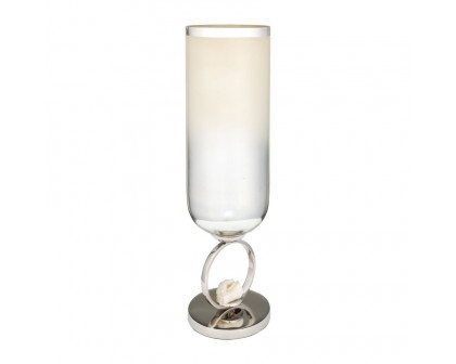 Sagebrook 17" Glass Vase With Metal Base Stone Accent