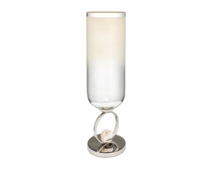 Sagebrook - 17" Glass Vase With Metal Base Stone Accent