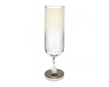 Sagebrook 21" Glass Vase With Metal Base Stone Accent - Pearl