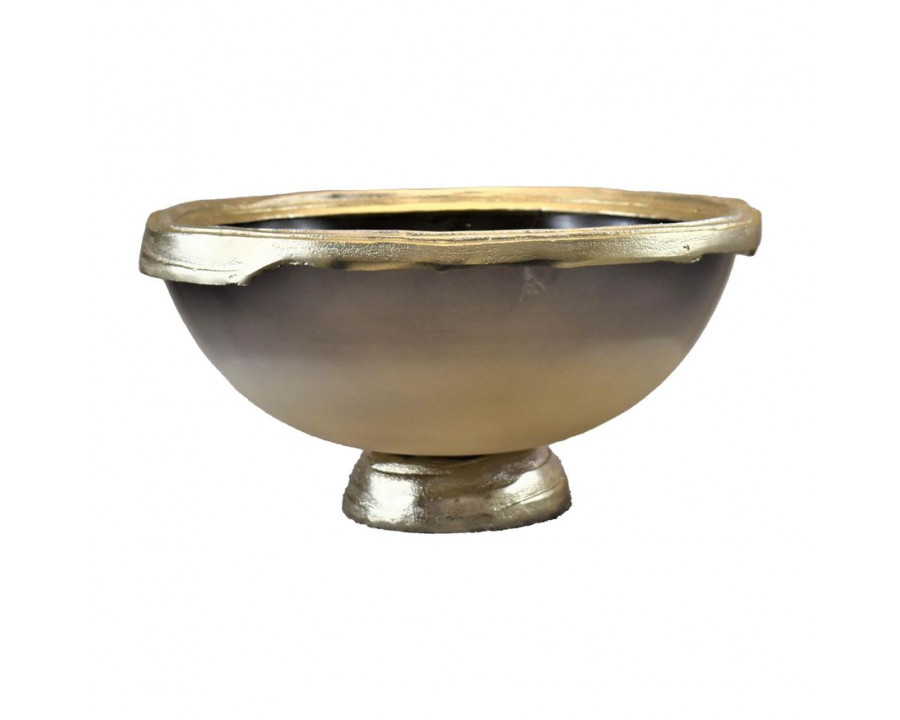 Sagebrook - 15" Glass Bowl With Silver Base in Taupe Nickel