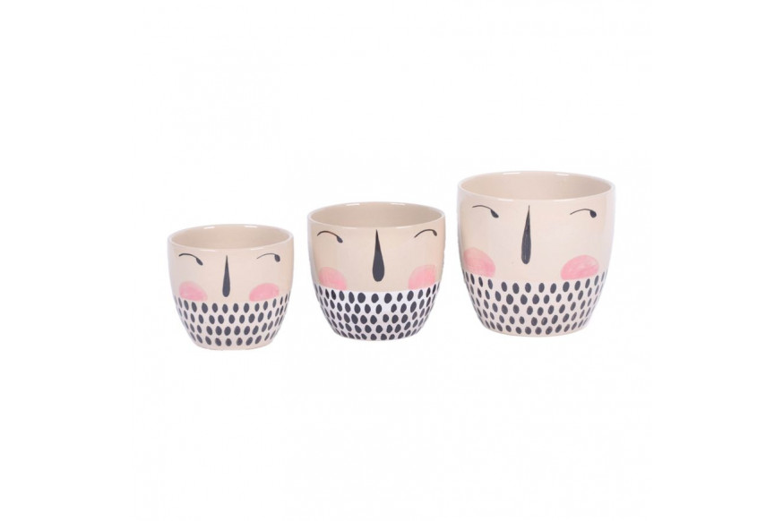 Sagebrook™ 6"/7"/8" Painted Face Ceramic Planters (Set Of 3) - Multi