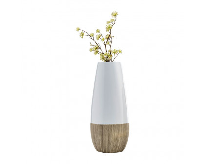 Sagebrook 13" Ceramic 2-tone Vase - Creme/White