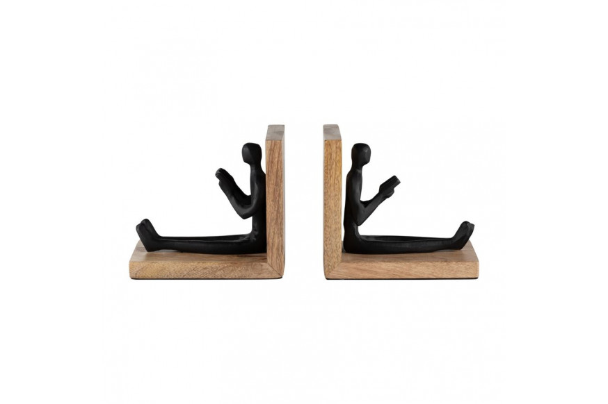 Sagebrook™ 6" Wood Man Reading Bookends (Set Of 2) - Brown/Black