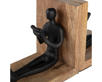 Sagebrook™ 6" Wood Man Reading Bookends (Set Of 2) - Brown/Black