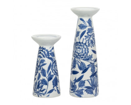 Sagebrook 8" Porcelain Chinoiserie Candle Holder - Blue/White