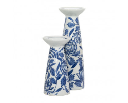 Sagebrook 8" Porcelain Chinoiserie Candle Holder - Blue/White