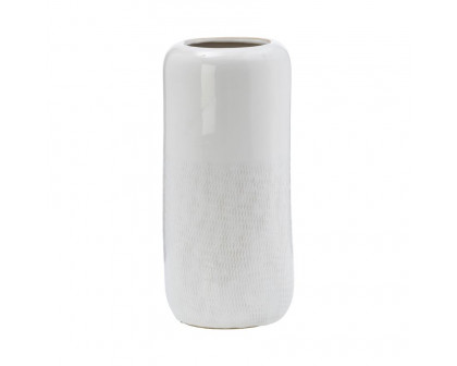 Sagebrook 12" Ceramic Grooved Vase - Ivory