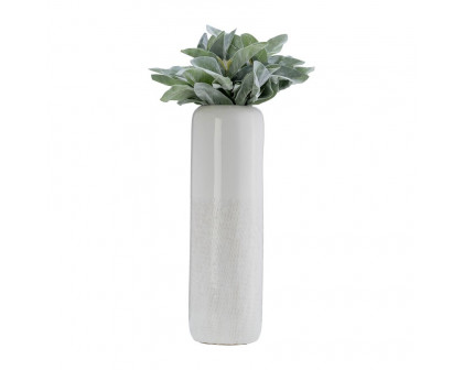 Sagebrook 18" Ceramic Grooved Vase - Ivory