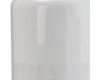 Sagebrook 10" Ceramic Grooved Vase - Ivory