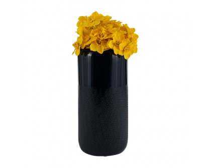 Sagebrook 12" Ceramic Grooved Vase - Navy Blue