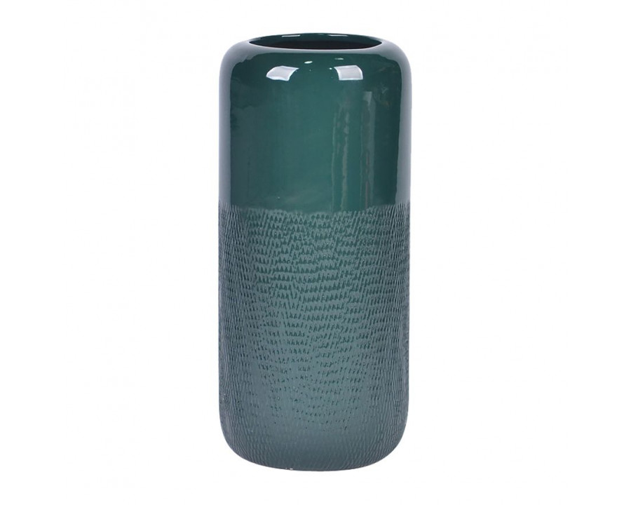 Sagebrook 10" Ceramic Grooved Vase - Forest Green