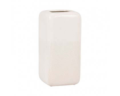 Sagebrook 12" Ceramic Squared Grooved Vase - Ivory