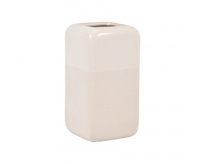 Sagebrook 10" Ceramic Squared Grooved Vase - Ivory