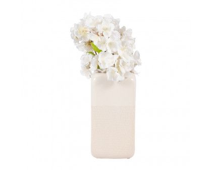 Sagebrook 10" Ceramic Squared Grooved Vase - Ivory