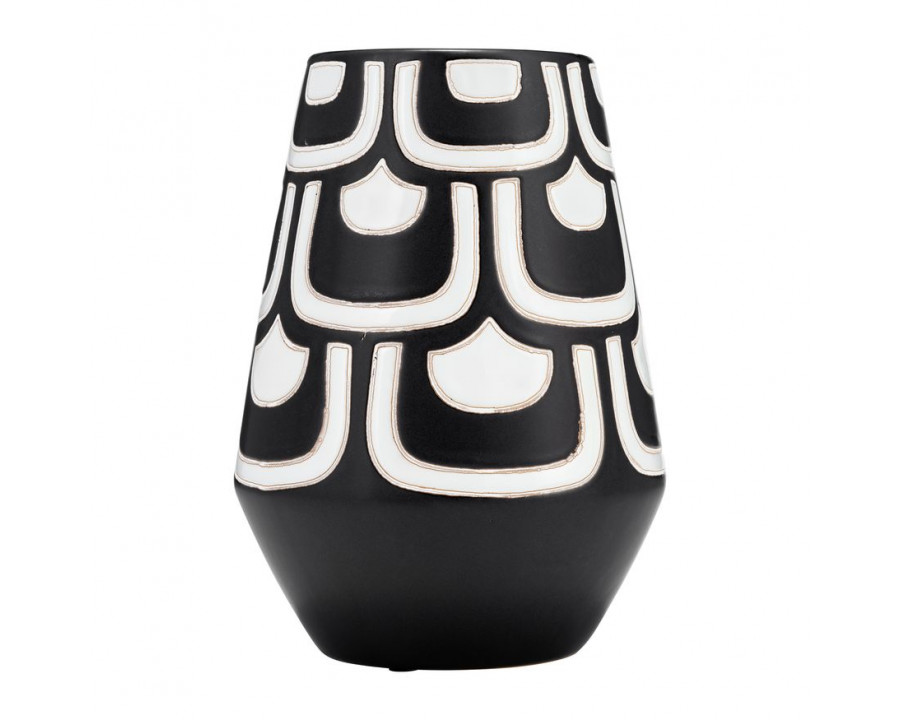 Sagebrook - 10" Ceramic Tribal Vase in Black/White