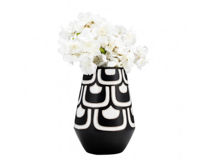 Sagebrook - 10" Ceramic Tribal Vase in Black/White