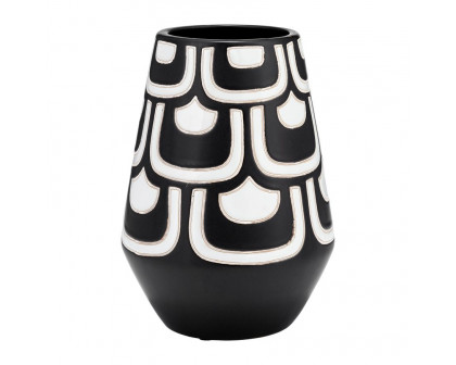 Sagebrook - 10" Ceramic Tribal Vase in Black/White