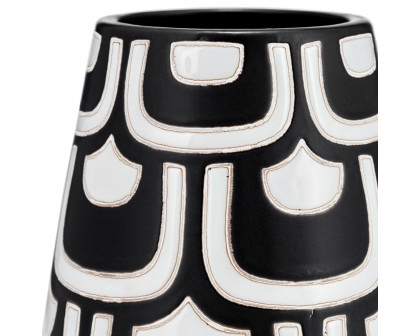 Sagebrook - 10" Ceramic Tribal Vase in Black/White