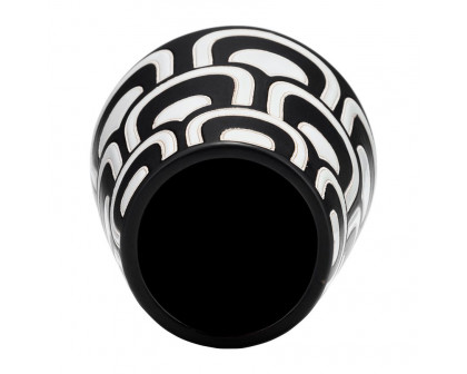 Sagebrook - 10" Ceramic Tribal Vase in Black/White