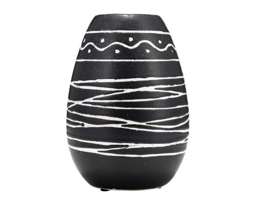 Sagebrook - 8" Ceramic Tribal Vase in Black/White