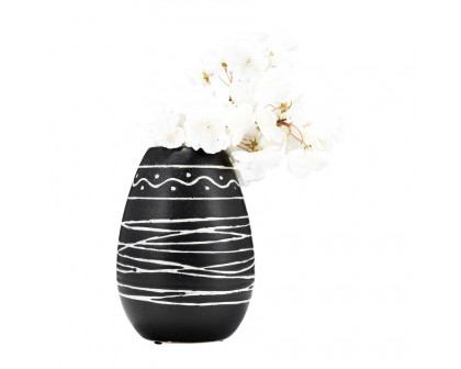 Sagebrook™ 8" Ceramic Tribal Vase - Black/White