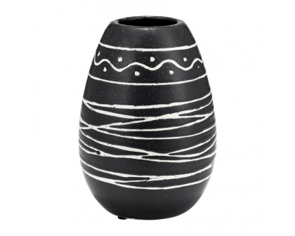 Sagebrook™ 8" Ceramic Tribal Vase - Black/White