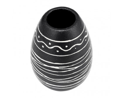 Sagebrook™ 8" Ceramic Tribal Vase - Black/White