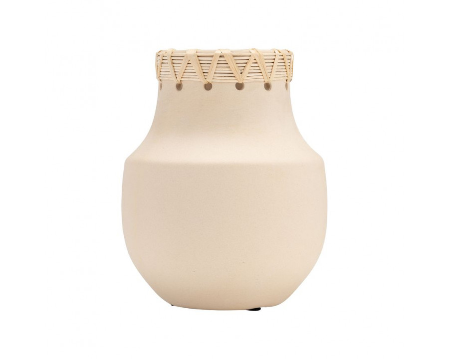 Sagebrook 7" Ceramic Vase With Weaving - Natural