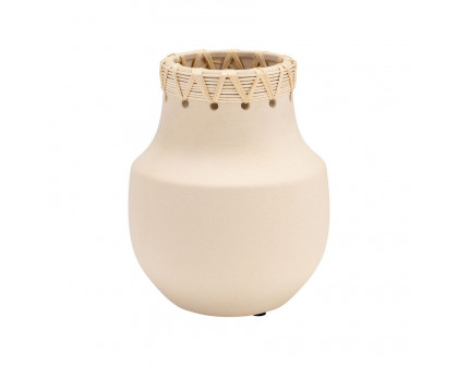 Sagebrook 7" Ceramic Vase With Weaving - Natural