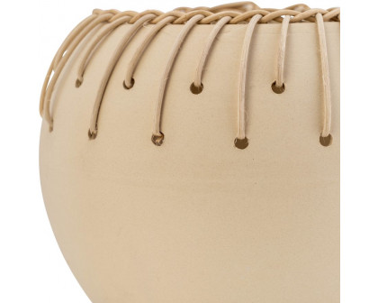 Sagebrook™ 9" Ceramic Bowl With Weaving - Natural