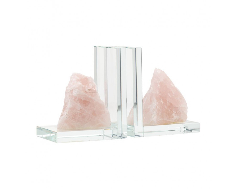 Sagebrook 5" Glass Bookends With White Stone (Set Of 2)