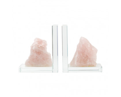 Sagebrook 5" Glass Bookends With White Stone (Set Of 2)