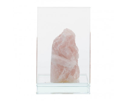 Sagebrook 5" Glass Bookends With Pink Stone (Set Of 2) - Clear