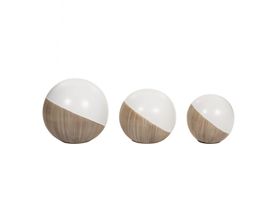 Sagebrook 4"/5"/6" Ceramic 2-tone Orbs (Set Of 3)